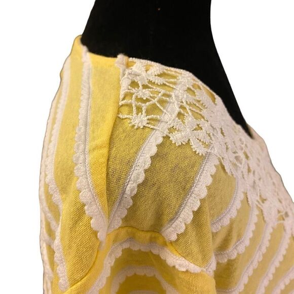 Alfred Dunner Yellow and White Striped Crocheted Lace Top Size 2X - Picture 8 of 14